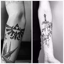 OC] Both of my Zelda tattoos- the master sword and the triforceroyal crest  : rzelda