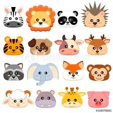 Cute Cartoon Animals Head Dog Pig Cow Deer Lion Sheep Tiger Panda Raccoon Monkey Fox Zebra Cute Cartoon Animals Animal Heads Cartoon Baby Animals