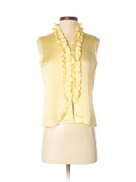 Details About Anne Klein Women Yellow Sleeveless Blouse 2 Petite