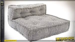 Canapé design, canapé d'angle, style vintage : Canape Ras De Sol En Tissu Coloris Gris Clair Style Boho 80 Cm
