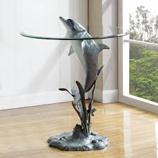Spi Home Surfacing Dolphin End Table Decor Direct Glass Theme End Tables