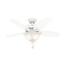 Hunter® low profile 42 fresh white indoor led ceiling fan model number: Hunter Builder Small Room 42 In Indoor Snow White Bowl Ceiling Fan With Light Kit 52217 The Home Depot