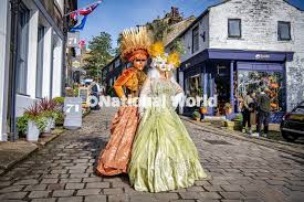 39871961-Jenny Obsidian and Sue Lay in their elaborate costumes at Haworth  Steampunk weekender photographed for the Yorkshire Post by Tony Johnson. ...