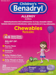 Children S Benadryl Chewable Allergy Relief Tablets Grape Flavor 20 Ct Benadryl 300450553201 Customers Reviews Listex Online
