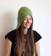 Spring Green Felted Hat Bowman Hat Medieval Peasant Hat Flap Ears Hat Medieval Peasant Ear Hats Spring Green
