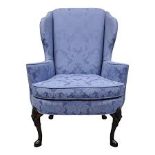Vintage Sherrill Queen Anne Blue Upholstered Wingback Chair 32ʺw 33ʺd 43ʺh In 2020 Wingback Chair Vintage Wingback Chair Chair
