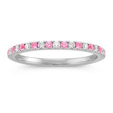 Pink Sapphire And Diamond Wedding Band In 2020 Diamond Wedding Bands Vintage Halo Diamond Engagement Ring Diamond Wedding Jewelry