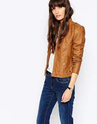 Vero Moda Collarless Leather Look Jacket At Asos Com Leather Look Jackets Coloured Leather Jacket Jackets