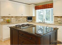 Travertine Subway Mix Backsplash Tile Ivory Beige Brown Backsplash For White Cabinets White Kitchen Backsplash Kitchen Cabinets And Backsplash