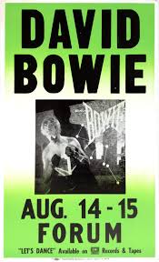 Thu 2 nov 2017 08.23 edt last modified on thu 26 mar 2020 10.33 edt. David Bowie Let S Dance 1983 La Forum Boxing Style Concert Poster