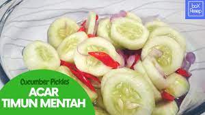 Acar timun adalah acar yang paling banyak ditemui sebagai pelengkap masakan. Acar Timun Mentah Tanpa Cuka Cucumber Pickle Recipe Resep Masakan Youtube