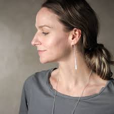 Long Hammered Silver Bar Earrings, Sterling Silver Bar Dangle Earrings,  Silver Stick Earrings, Three Inch Silver Dangle Earrings