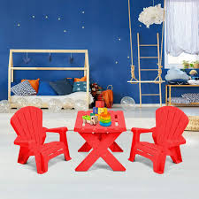 ( 4.3 ) out of 5 stars 129 ratings , based on 129 reviews current price $25.41 $ 25. Buy Costzon Kids Plastic Table And 2 Chairs Set Adirondack Chair For Indoor Outdoor Garden Patio Beach Home Toddlers Boys Girls Activity Craft Table Set Red Online In Vietnam B07vk4bqg8