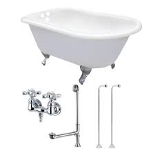 60″ x 30″ x 16 5/8″ brilliant porcelain finish; 54 Inch Traditional Cast Iron Clawfoot Tub With Faucet Drain And Supply Lines Combo