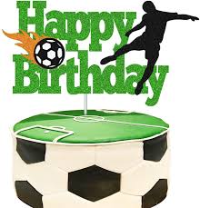 Soccer themed birthday party decorations. Buy Yoymarr Soccer Cake Topper Happy Birthday Sign Football Player Cake Decorations For Sport Theme Man Boy Girl Birthday Party Supplies Double Sided Green Sparkle Decor Online In Indonesia B087bldtbd