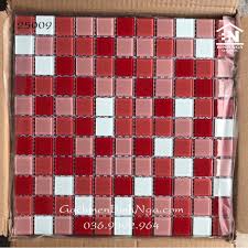 Gạch Mosaic thủy tinh màu hồng ốp trang trí giá rẻ 25009 |Tổng kho gạch  Bình Nga