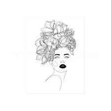 Female Face With Flowers Head Line Art Blossom Head Etsy Art Line Art Floral Art