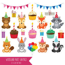 Woodland Party Animals Clipart Cute Birthday Animals Clip Etsy Animal Party Animal Birthday Woodland Party