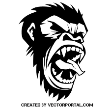 Black And White Vector Drawing Gorilla Wild Beast Vector Image Gorillas Art Monkey Logo Design Cool Art Drawings