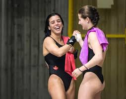 She competed in the women's 10 metre platform event at the 2019 world aquatics championships. Meaghan Benfeito Et Caeli Mckay Remportent L Or A Tokyo Jdm
