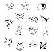 Set De 14 Tampons Bois Et Un Encreur Aladine Stampo Bocal Origami Tattoo Dessin Origami Tatouage Et Dessin Tatouage