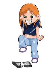 Angry Little Girl Breaking Phone Cartoon Vector Clipart Friendlystock Clip Art Kids Vector Cartoons Vector