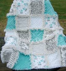 Baby Boy Rag Quilt Aqua Brown And Beige Toile And Cradle Flannel Rag Quilt Baby Rag Quilts Rag Quilt Patterns
