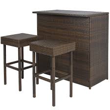 Ratings, based on 7 reviews. Best Choice Products 3 Piece All Weather Wicker Bar Table Set For Patio Backyard W 2 Stools Glass Tabletop Brown Walmart Com In 2021 Outdoor Bar Sets Wicker Bar Stools Outdoor Patio Bar