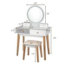 Costway Vanity Table 3 Color Lighting Modes Makeup Stool Jewelry Walmart Com In 2020 Vanity Table Set Vanity Table Mirror Stool