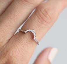White Gold Diamond Wedding Ring Curved Diamond Band Crown Etsy White Gold Diamond Wedding Rings White Gold Rings Diamond Wedding Bands