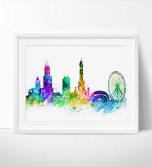 Skyline painting city painting skyline art oil painting abstract chicago skyline tattoo oil chicago skyline textured palette knife oil painting mona edulesco by mona edulesco. City Skyline Print Chicago Skyline Wall Art Watercolor Skyline Chicago Skyline Print Art Collectibles Prints Itreen Com