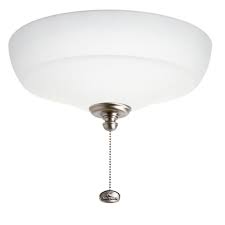 Fan Light Kit Fluorescent Large Bowl With Pull Chain 3 Lamp Satin Etched Shade E26 23 Watt In 2020 Fan Light Kits Pull Chain Light