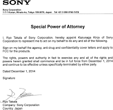 Cmtsbt20 Personal Audio System Cover Letter Fcc Power Of Attorney Authorization Letter Sony