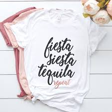 Rose Gold Fiesta Siesta Tequila Repeat Graphic Tee Boutique