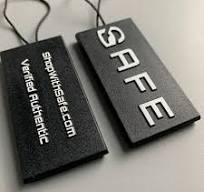 Stock Custom Plastic Seal Hang Tags 3D Embossed Shoes Clothing Authentic  Verified Green Round Garment Tag
