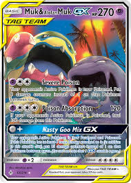 This card was included in the unbroken bonds expansion, first released in the japanese night unison subset. Muk Alolan Muk Gx Unbroken Bonds 61 Gx Rare Cindercards