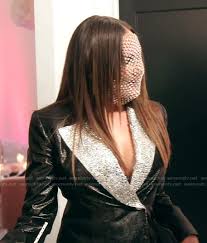 Wornontv Meredith S Embellished Lapel Blazer And Crystal Face Mask On The Real Housewives Of Salt Lake City Meredith Marks Clothes And Wardrobe From Tv