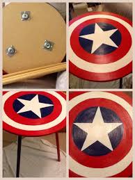 Marvel Room Makeover Created A Captain America Nightstand By Painting A Cheap Round Side Table Marvel Room Avengers Room Superhero Room