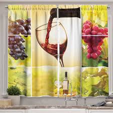 Ambesonne Wine Kitchen Curtains