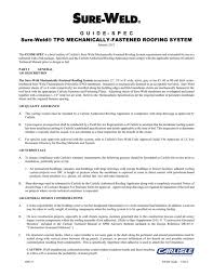 Bill's mechanical & welding co. Guide Spec Sure Weld Tpo