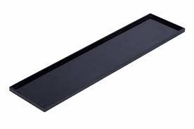 Wholesale factory manufacturer high glossy black lacquer and wood grain bottom rectangular serving tray with pu leather handles. Black Rectangular Shallow Lacquer Tray Place Settings Event Hire London Uk