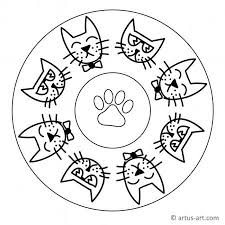 Print it out and add some colors of your imagination and make this cat mandala coloring page nice and colorful. Easy Cat Mandala For Kids Printable Coloring Page Artus Art