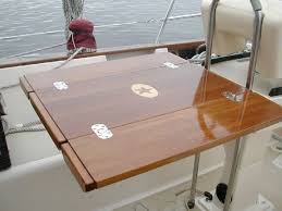 Custom Teak Cockpit Table With Inlay By Cruising Concepts Boat Table Boat Interior Design Boat Decor