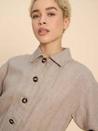 Carrie Linen Collar Jacket in LIGHT NATURAL