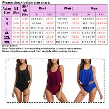 Details About Us Women Plus Size Tankini Set Swimsuit Swimwear Push Up Bra Padded High Waist