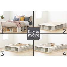 This bed contains multiple storage spaces in different forms. South Shore Avilla Full Storage Platform Bed In Winter Oak 11833