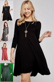 Black 3 4 Sleeve Dress With Pockets Bellamie 3 4 Sleeve Swing Dress Black Charcoal Marsala Olive Dresses Sleeved Swing Dress Swing Dress