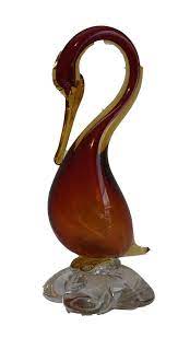 Red Murano Glass Figurine Of Swan With