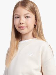 New Balance Kids' French Terry Small Logo Long Sleeve Crew Neck Sweatshirt,  Linen