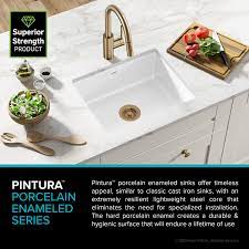 Creating a premium brand through customer service. Kraus Ke1us21gwh Pintura 21 Inch Undermount Porcelain Enameled Steel Single Bowl Kitchen Sink White Square Amazon Co Uk Diy Tools